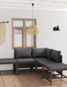 vidaXL Градински комплект с възглавници 6 части полиратан сив