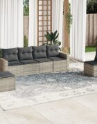 vidaXL Градински комплект с възглавници 6 части светлосив полиратан