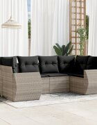vidaXL Градински комплект с възглавници 6 части светлосив полиратан