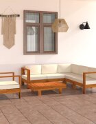 vidaXL Градински комплект с възглавници 7 части 100x60 см акациево дърво