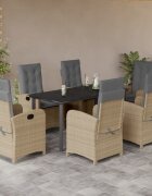 vidaXL Градински комплект с възглавници 7 части бежов микс полиратан