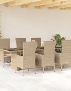 vidaXL Градински комплект с възглавници 7 части бежов полиратан