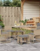 vidaXL Градински комплект с възглавници 7 части бежов полиратан