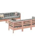 vidaXL Градински комплект с възглавници 7 части дугласка ела масив