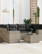 vidaXL Градински комплект с възглавници 7 части светлосив полиратан