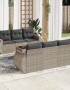vidaXL Градински комплект с възглавници 7 части светлосив полиратан