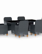 vidaXL Градински комплект с възглавници 7 части тъмносив полиратан
