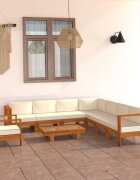 vidaXL Градински комплект с възглавници 9 части 100x60 см акациево дърво