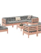 vidaXL Градински комплект с възглавници 9 части дугласка ела масив