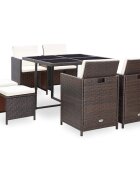 vidaXL Градински комплект с възглавници 9 части кафяв полиратан