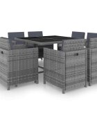 vidaXL Градински комплект с възглавници 9 части полиратан антрацит