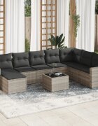 vidaXL Градински комплект с възглавници 9 части светлосив полиратан