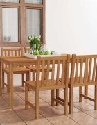 vidaXL Градински комплект за хранене 5 части 150x90 см масивно тиково дърво