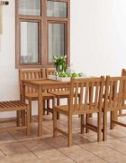 vidaXL Градински комплект за хранене 7 части 140x80 см масивно тиково дърво