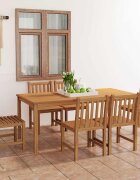 vidaXL Градински комплект за хранене 7 части 180x90 см масивно тиково дърво