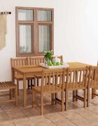 vidaXL Градински комплект за хранене 9 части 180x90 см масивно тиково дърво