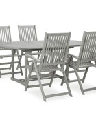 vidaXL Градински комплект за хранене от 5 части (150-200) x 100 см масивна акациева дървесина сив