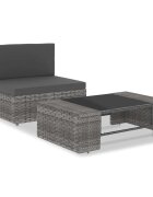 vidaXL Градински комплект за отдих 2 части полиратан сив