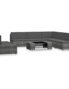 vidaXL Градински комплект за отдих 7 части полиратан сив