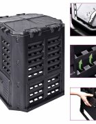 vidaXL Градински компостер черен 689x689x839 см 360 л