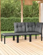 vidaXL Градински лаундж комплект 3 части черно и сиво полиратан