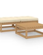 vidaXL Градински лаундж комплект 3 части с възглавници масив бор
