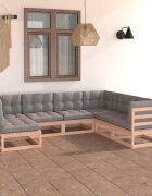 vidaXL Градински лаундж комплект 7 части с възглавници бор масив