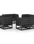 vidaXL Градински лаундж комплект 8 части с възглавници бор масив