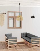 vidaXL Градински лаундж комплект 8 части с възглавници бор масив
