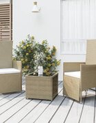 vidaXL Градински лаундж комплект от 3 части бежов полиратан и стомана