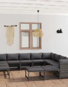 vidaXL Градински лаундж комплект с възглавници 12 части полиратан сив