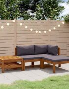 vidaXL Градински лаундж комплект с възглавници 4 части акация масив