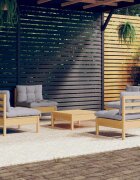 vidaXL Градински лаундж комплект със сиви възглавници 5 части бор