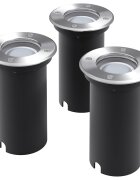 vidaXL Градински LED лампи за вграждане в земя 3 бр кръгли