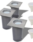 vidaXL Градински LED лампи за вграждане в земя 3 бр квадратни