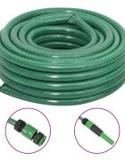 vidaXL Градински маркуч с монтажен комплект зелен 075" 20 м PVC