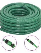 vidaXL Градински маркуч с монтажен комплект зелен 075" 30 м PVC