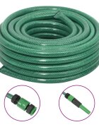 vidaXL Градински маркуч с монтажен комплект зелен 075" 50 м PVC