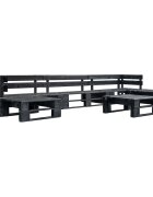 vidaXL Градински мебели от палети 6 части черно дърво