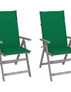 vidaXL Градински накланящи се столове 2 бр с възглавници акация масив