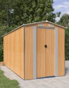 vidaXL Градински навес светлокафяв 192x440x223 см поцинкована стомана