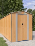 vidaXL Градински навес светлокафяв 192x606x223 см поцинкована стомана