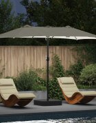 vidaXL Градински парасол Пясъчен и антрацитен 385 x 209 x 244 см