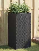 vidaXL Градински плантер черен 40x40x80 см полиратан