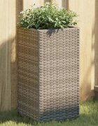 vidaXL Градински плантер сив 30x30x60 см полиратан
