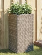 vidaXL Градински плантер сив 40x40x80 см полиратан