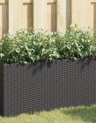 vidaXL Градински плантери с 2 саксии 2 бр черни 90x20x40 см полиратан