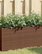 vidaXL Градински плантери с 2 саксии 2 бр кафяви 90x20x40 см полиратан