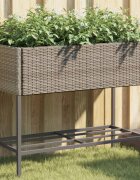 vidaXL Градински плантери с рафт 2 бр сив 90x40x75 см полиратан