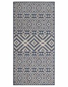 vidaXL Градински плоскотъкан килим 100x200 см сини шевици